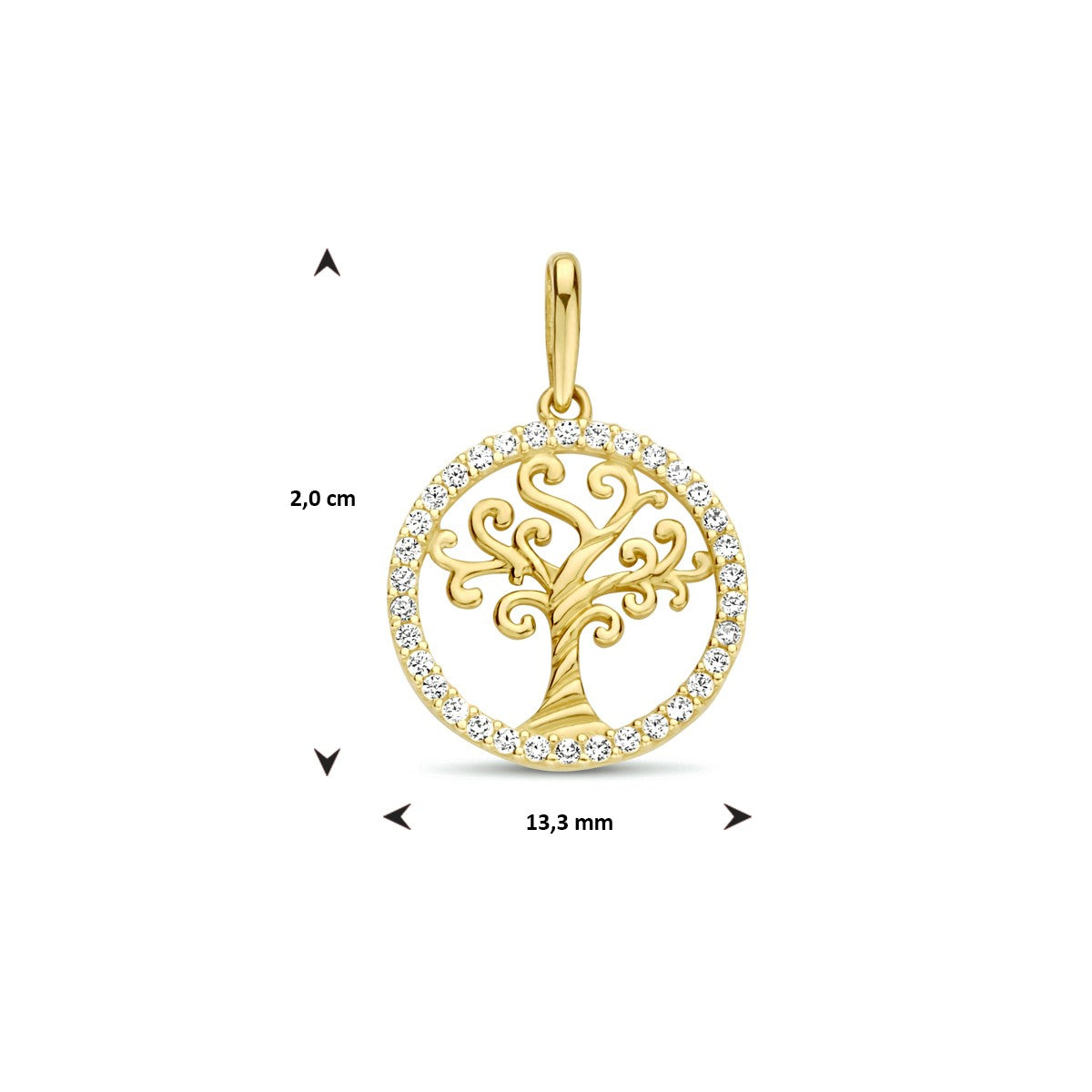 14K geelgoud hanger levensboom zirkonia 4023649 - PansiteNederland.nl