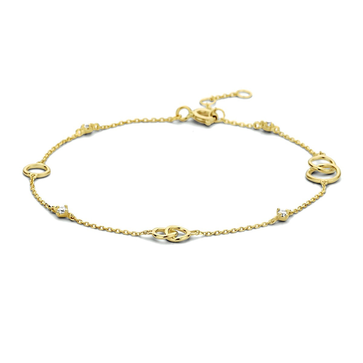 14K Geelgoud Armband Rondjes Zirkonia 16,5 - 17,5 - 18,5 Cm 4023696 - PansiteNederland.nl