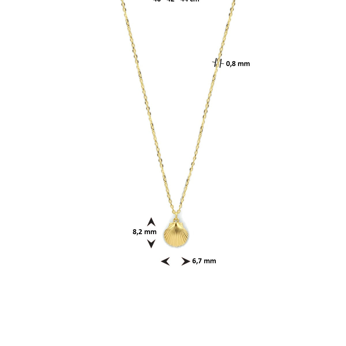 14K geelgoud collier schelp 40 - 42 - 44 cm 4023700 - PansiteNederland.nl