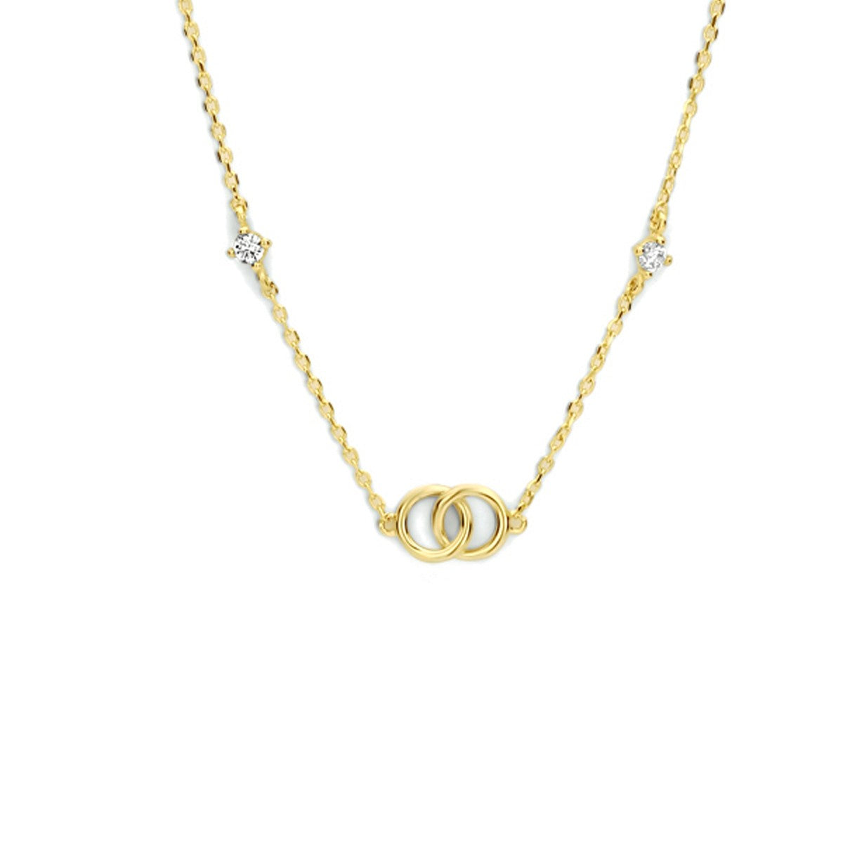 14K geelgoud collier rondjes zirkonia 40 - 42 - 44 cm 4023702 - PansiteNederland.nl