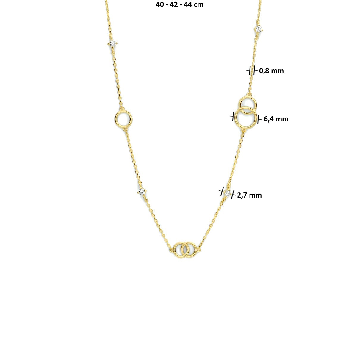 14K geelgoud collier rondjes zirkonia 40 - 42 - 44 cm 4023702 - PansiteNederland.nl