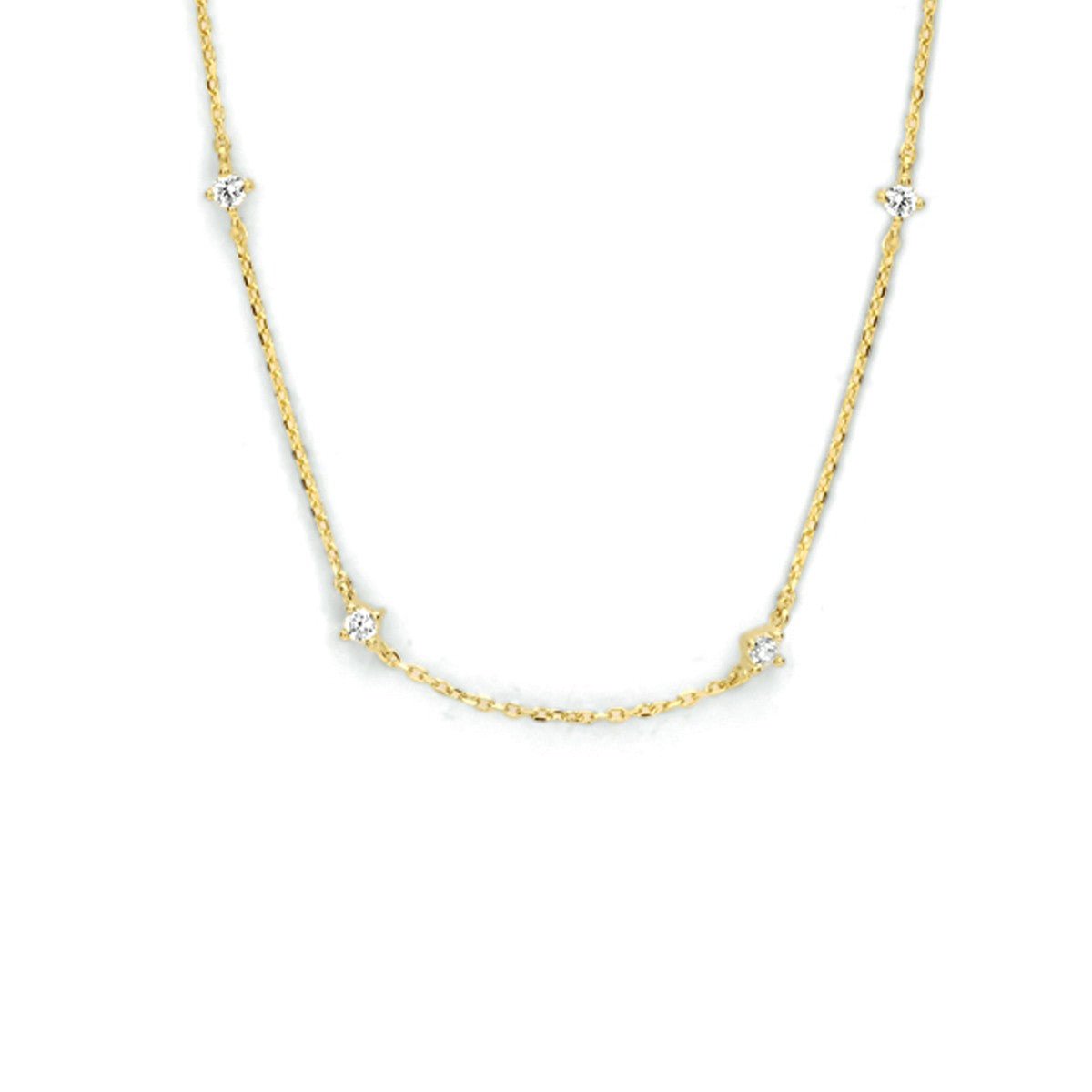 14K geelgoud collier zirkonia 40 - 42 - 44 cm 4023706 - PansiteNederland.nl