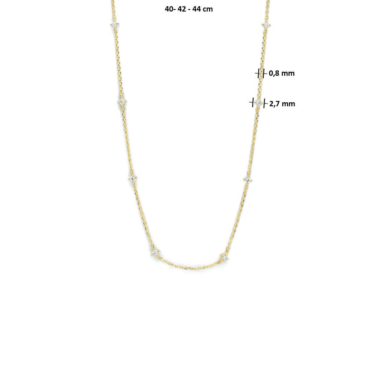14K geelgoud collier zirkonia 40 - 42 - 44 cm 4023706 - PansiteNederland.nl
