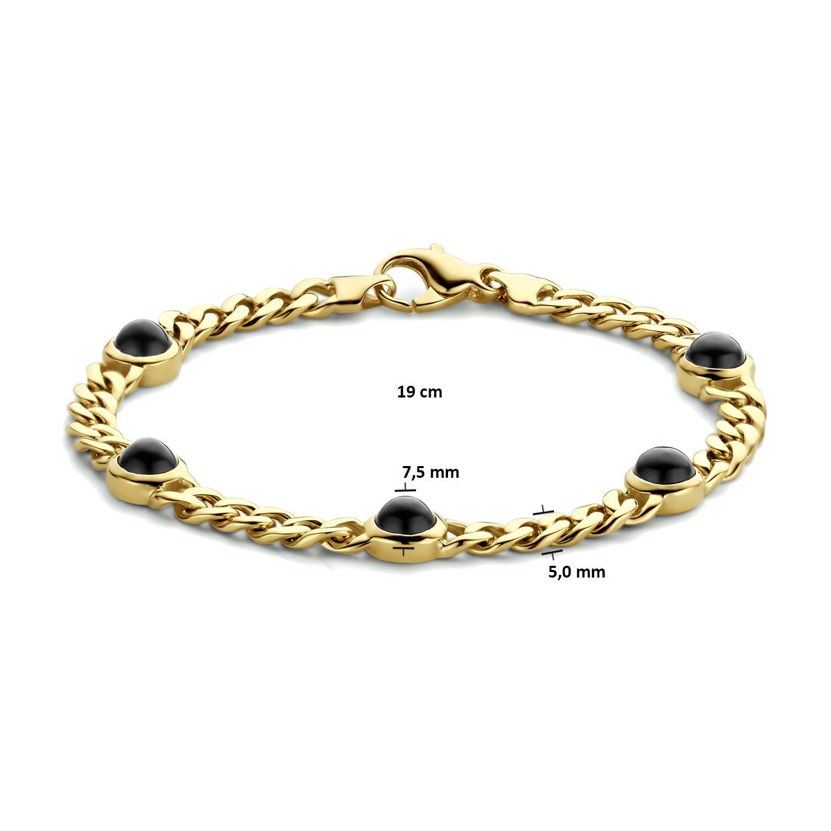 14K Geelgoud Armband Onyx 19 Cm 4023755 - PansiteNederland.nl