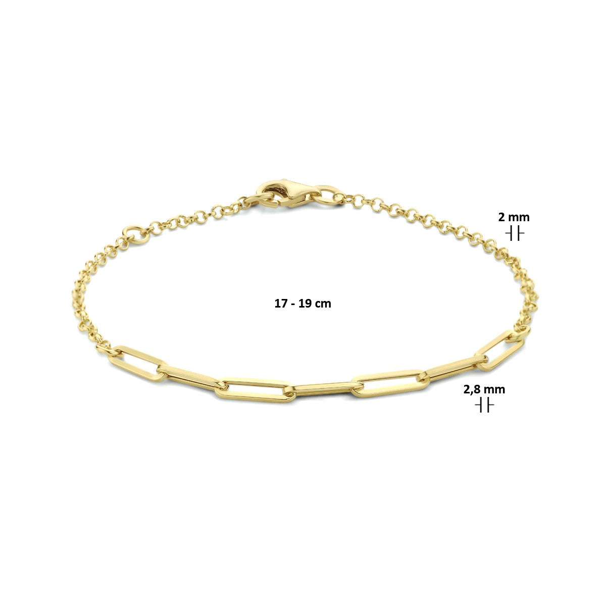 14K Geelgoud Armband Paperclip 3,5 Mm 17 - 19 Cm 4023791 - PansiteNederland.nl