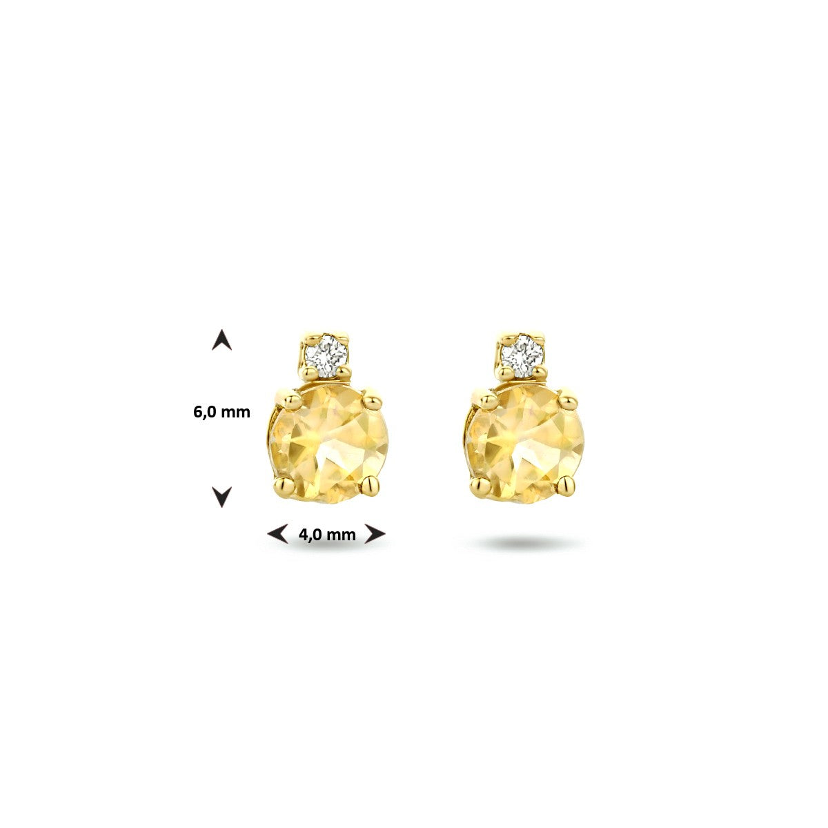 14K Geelgoud Oorknoppen Citrien En Diamant (2X 0.015Ct) H Si 4023849 - PansiteNederland.nl