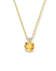 14K geelgoud collier citrien en diamant 0.015ct h si 40 cm 4023850