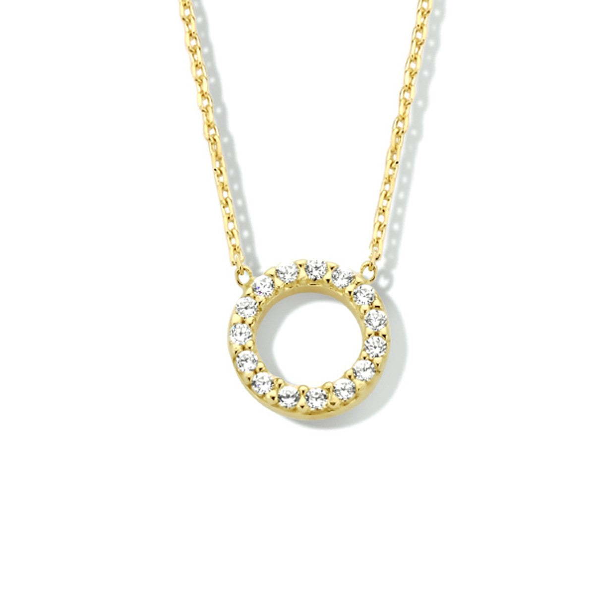 14K geelgoud collier rond zirkonia 42 - 45 cm 4023953 - PansiteNederland.nl