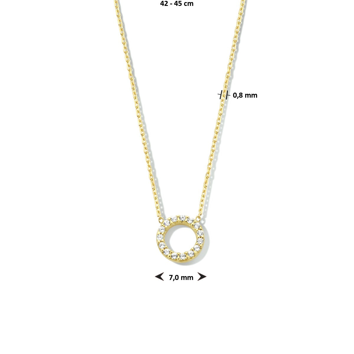 14K geelgoud collier rond zirkonia 42 - 45 cm 4023953 - PansiteNederland.nl