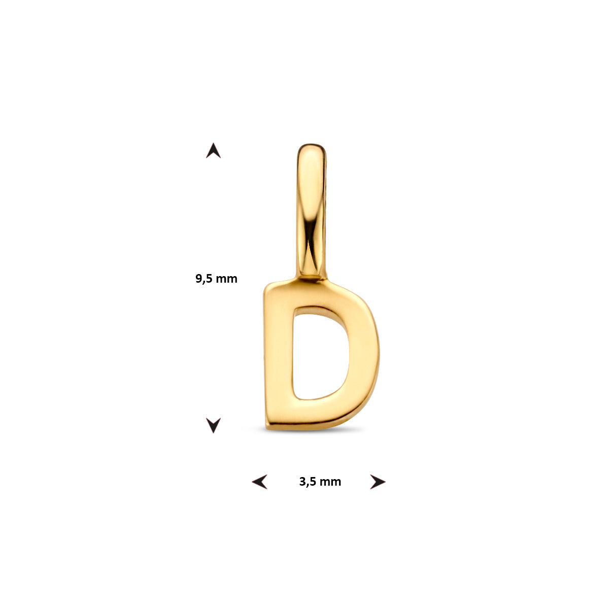 Hanger letter D 9,5 mm 14K geelgoud #Letter_D