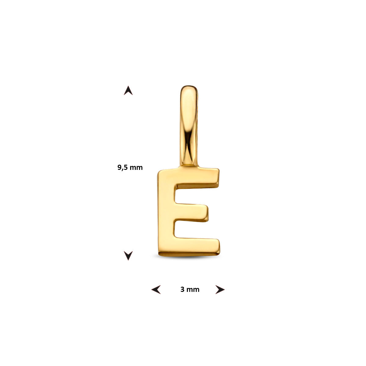 Hanger letter E 9,5 mm 14K geelgoud #Letter_E