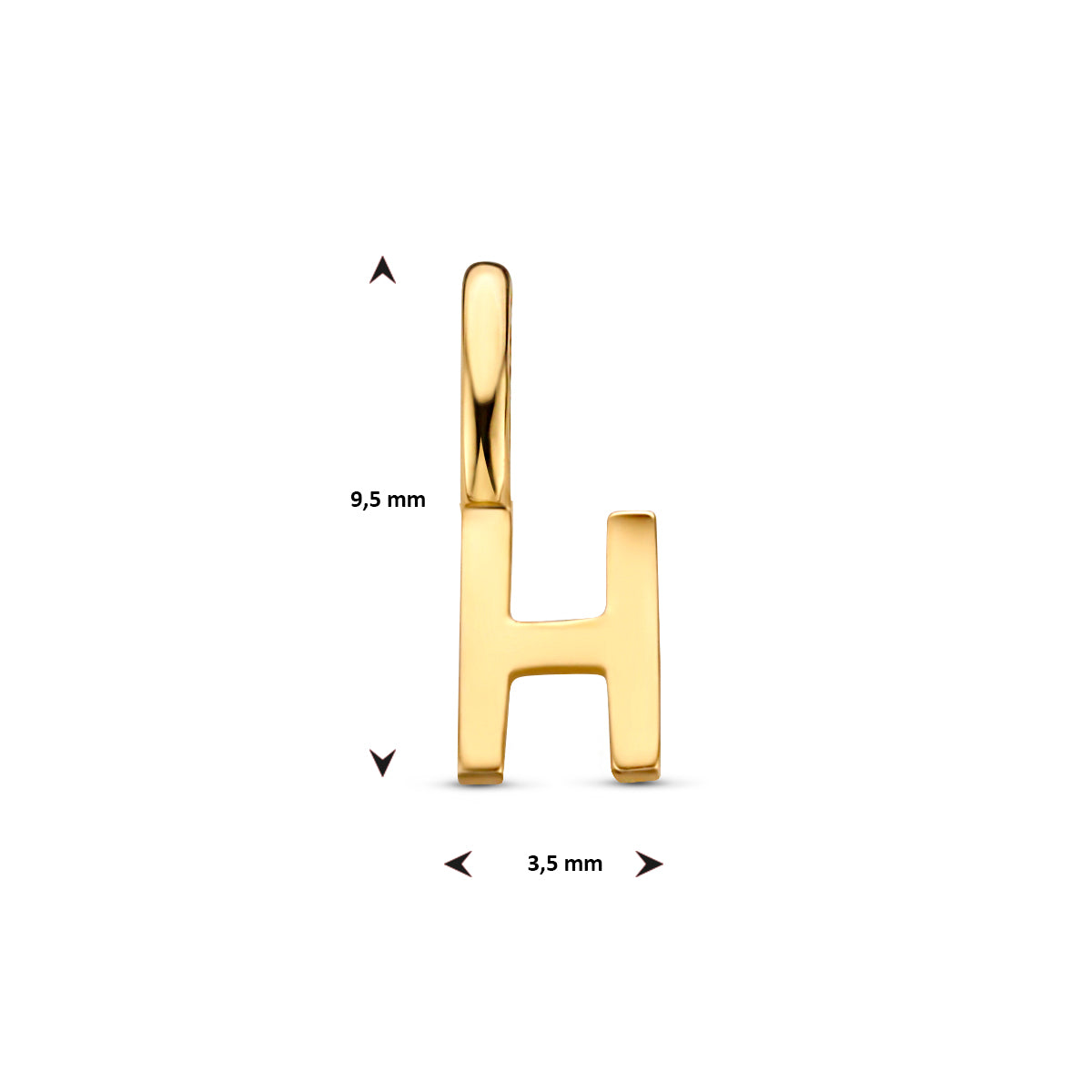 Hanger letter H 9,5 mm 14K geelgoud #Letter_H