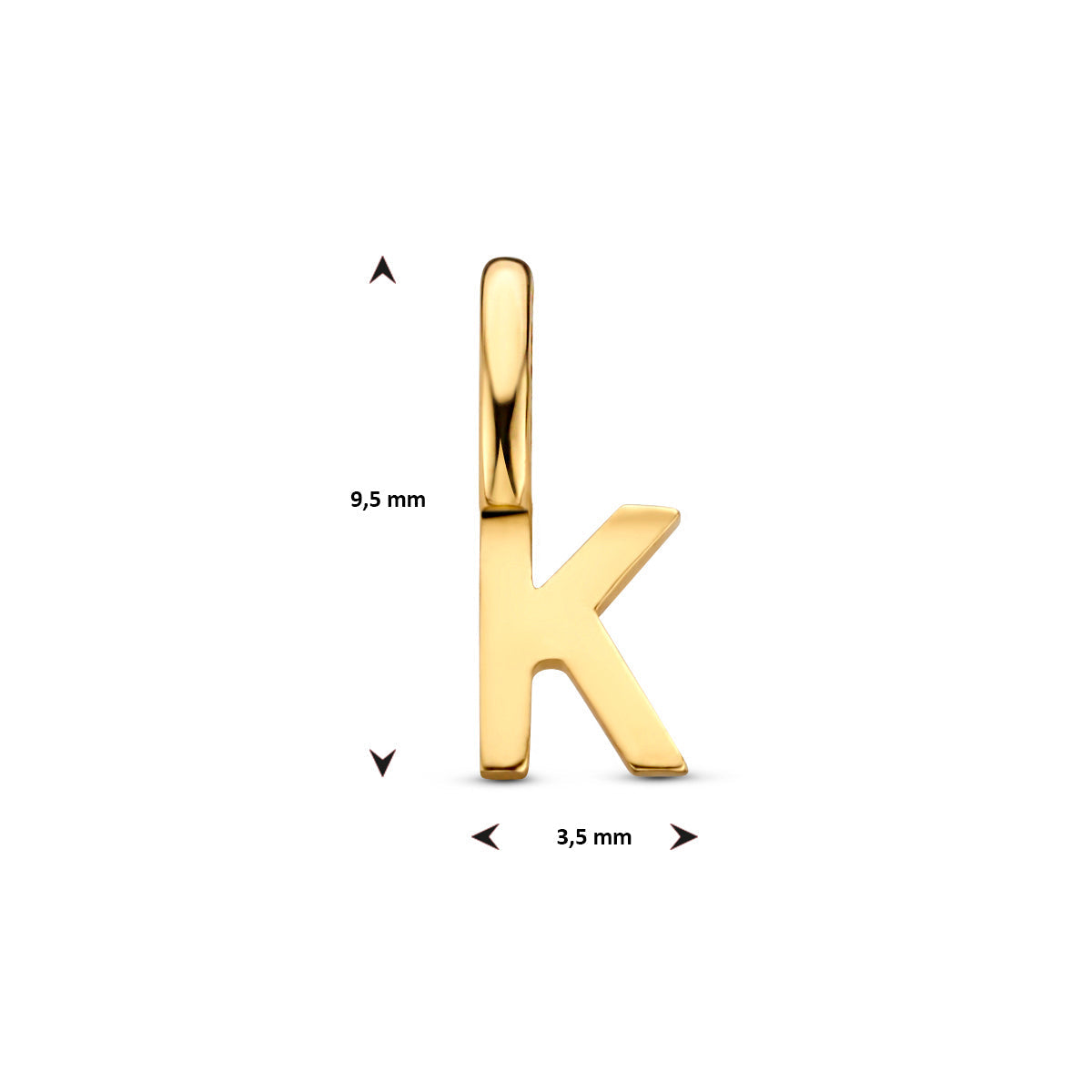 Hanger letter K 9,5 mm 14K geelgoud #Letter_K