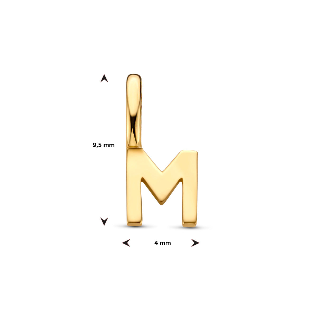 Hanger letter M 9,5 mm 14K geelgoud #Letter_M