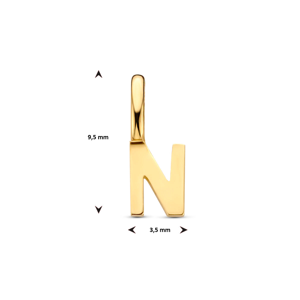 Hanger letter N 9,5 mm 14K geelgoud #Letter_N