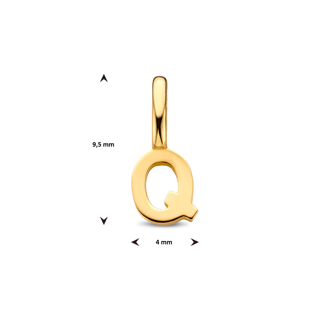 Hanger letter Q 9,5 mm 14K geelgoud #Letter_Q