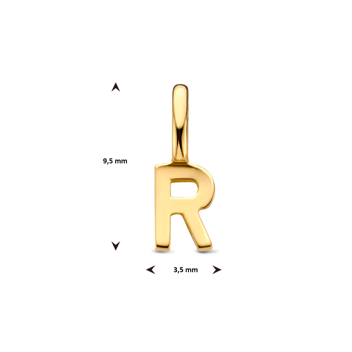 Hanger letter R 9,5 mm 14K geelgoud #Letter_R