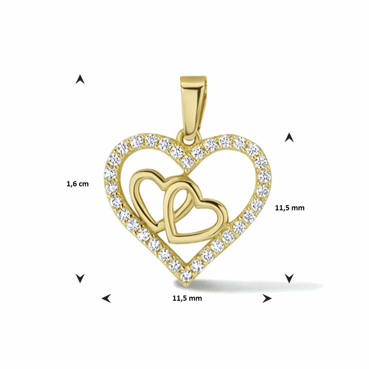 14K geelgoud hanger hart zirkonia 4024057 - PansiteNederland.nl