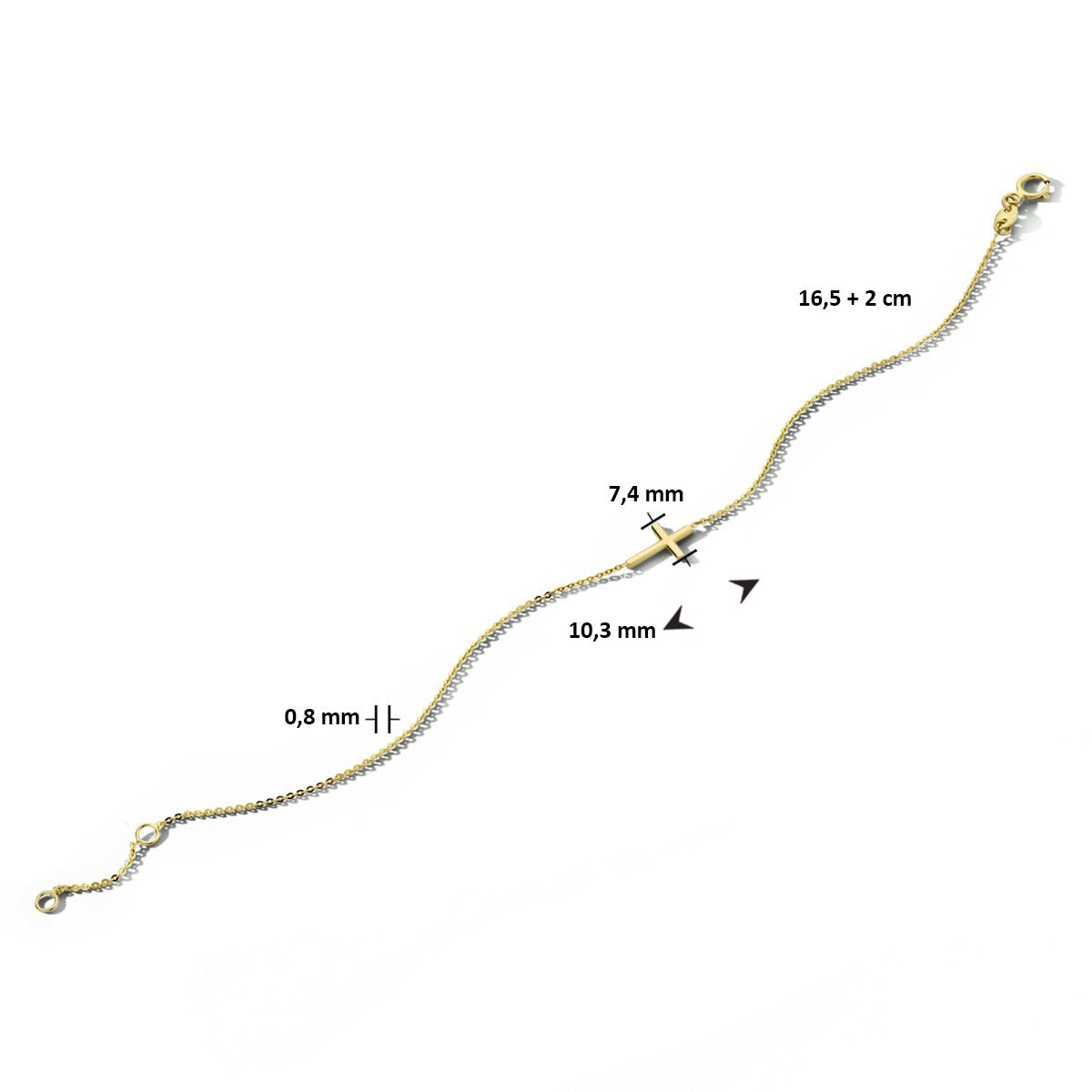 14K Geelgoud Armband Kruis 16,5 + 2 Cm 4024069 - PansiteNederland.nl