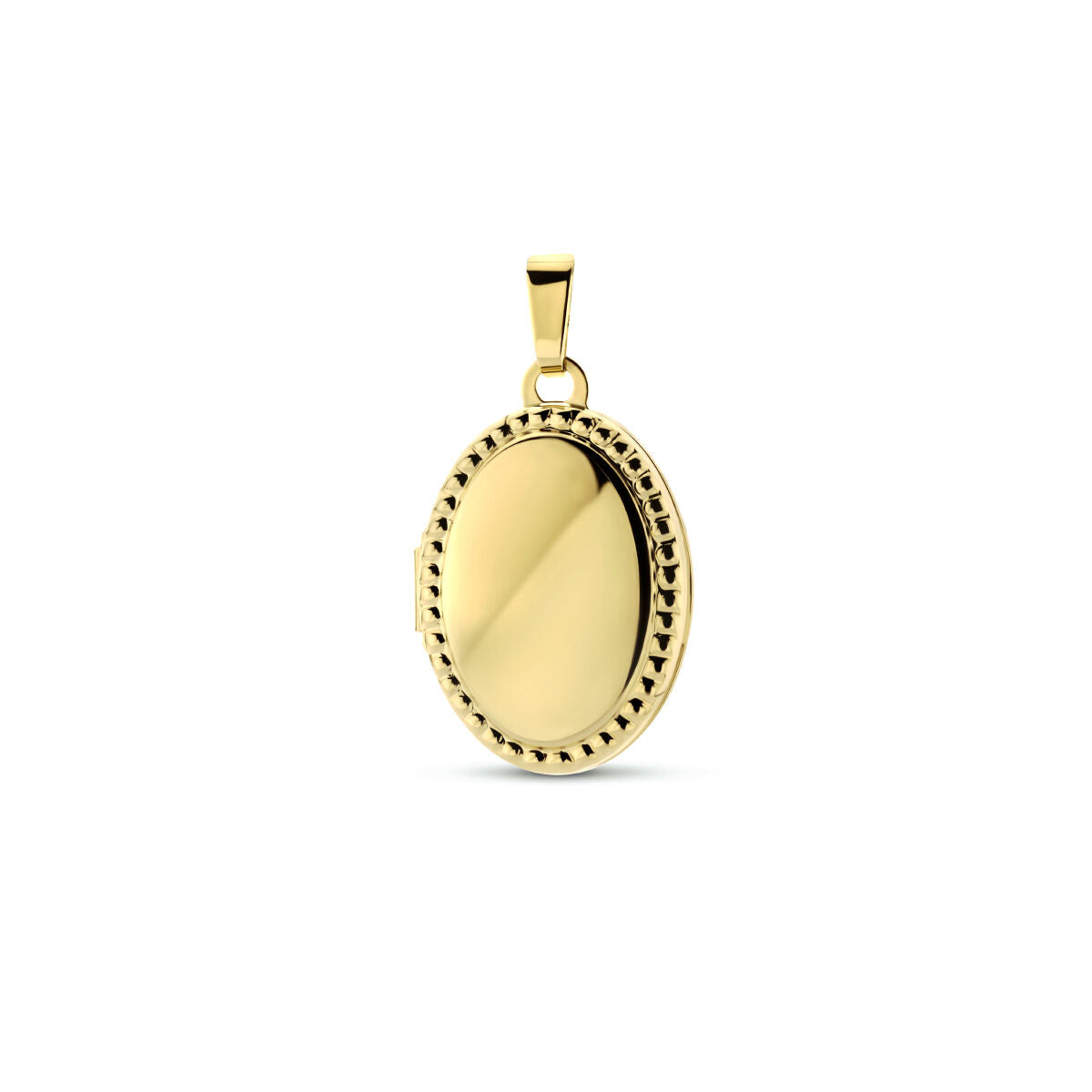 14K geelgoud medaillon ovaal bolletjes 4024389 - PansiteNederland.nl