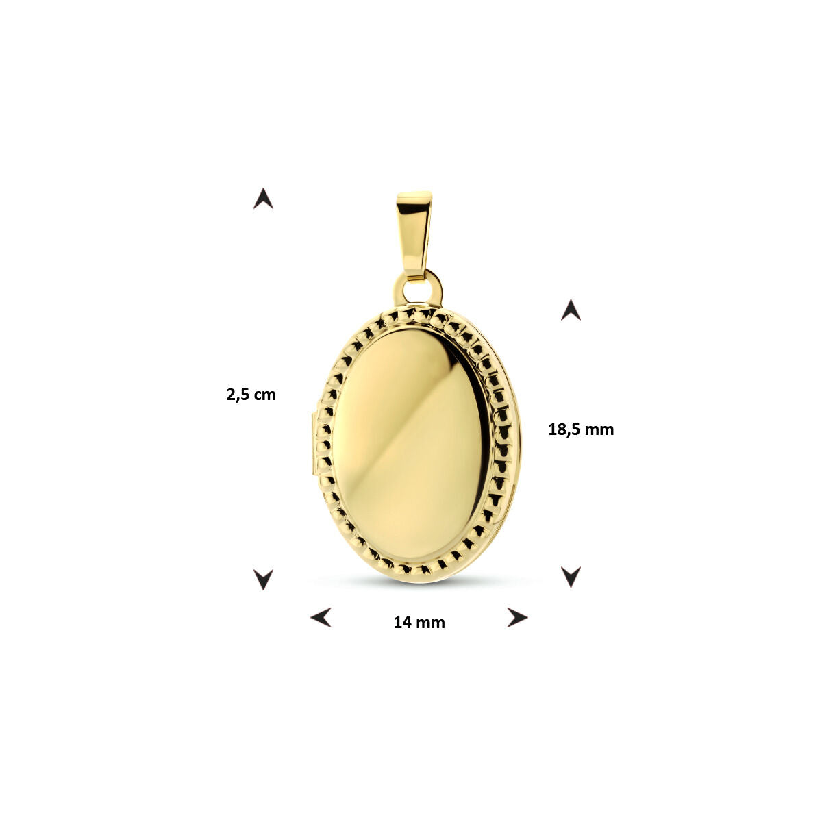 14K geelgoud medaillon ovaal bolletjes 4024389 - PansiteNederland.nl