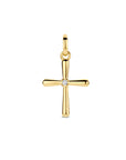 14K geelgoud hanger kruis diamant 0.01ct h si 4024417 - PansiteNederland.nl