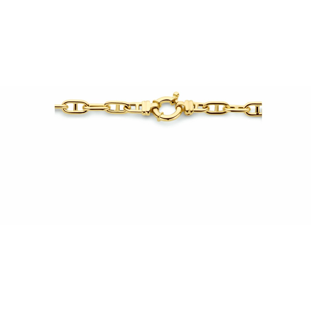 14K geelgoud collier paperclip met balkje ronde buis 5,8 mm 45 cm met groot springslot 4024454 - PansiteNederland.nl