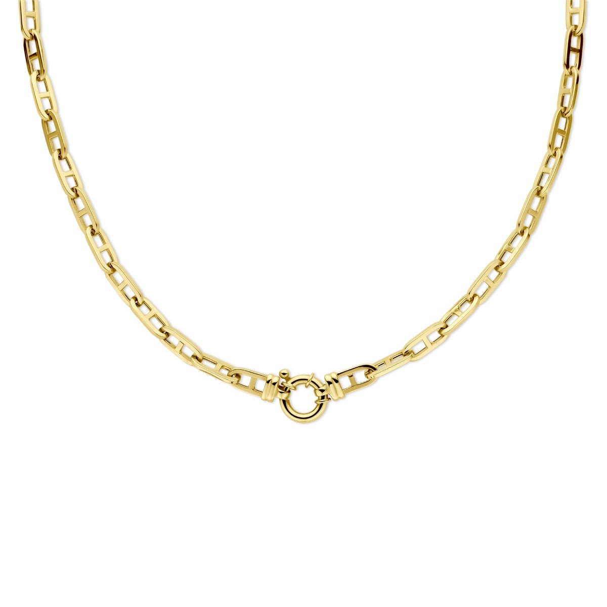 14K geelgoud collier marine vierkante buis 5,8 mm 45 cm met groot springslot 4024456 - PansiteNederland.nl