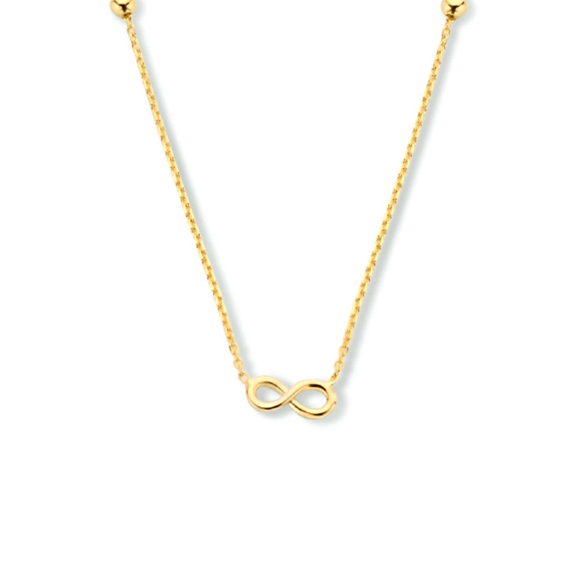 14K geelgoud collier infinity en bolletjes 40 - 42 - 44 cm 4024519 - PansiteNederland.nl