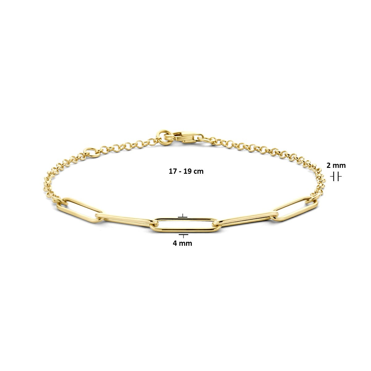 14K Geelgoud Armband Jasseron En Paperclip Ronde Buis 4,0 Mm 17 - 19 Cm 4024534 - PansiteNederland.nl