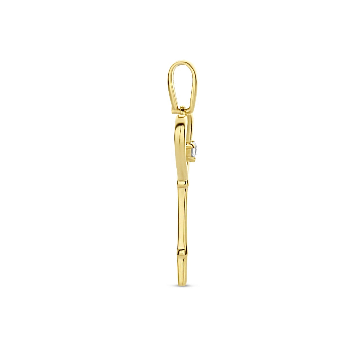 14K geelgoud hanger hart en sleutel zirkonia 4024647 - PansiteNederland.nl