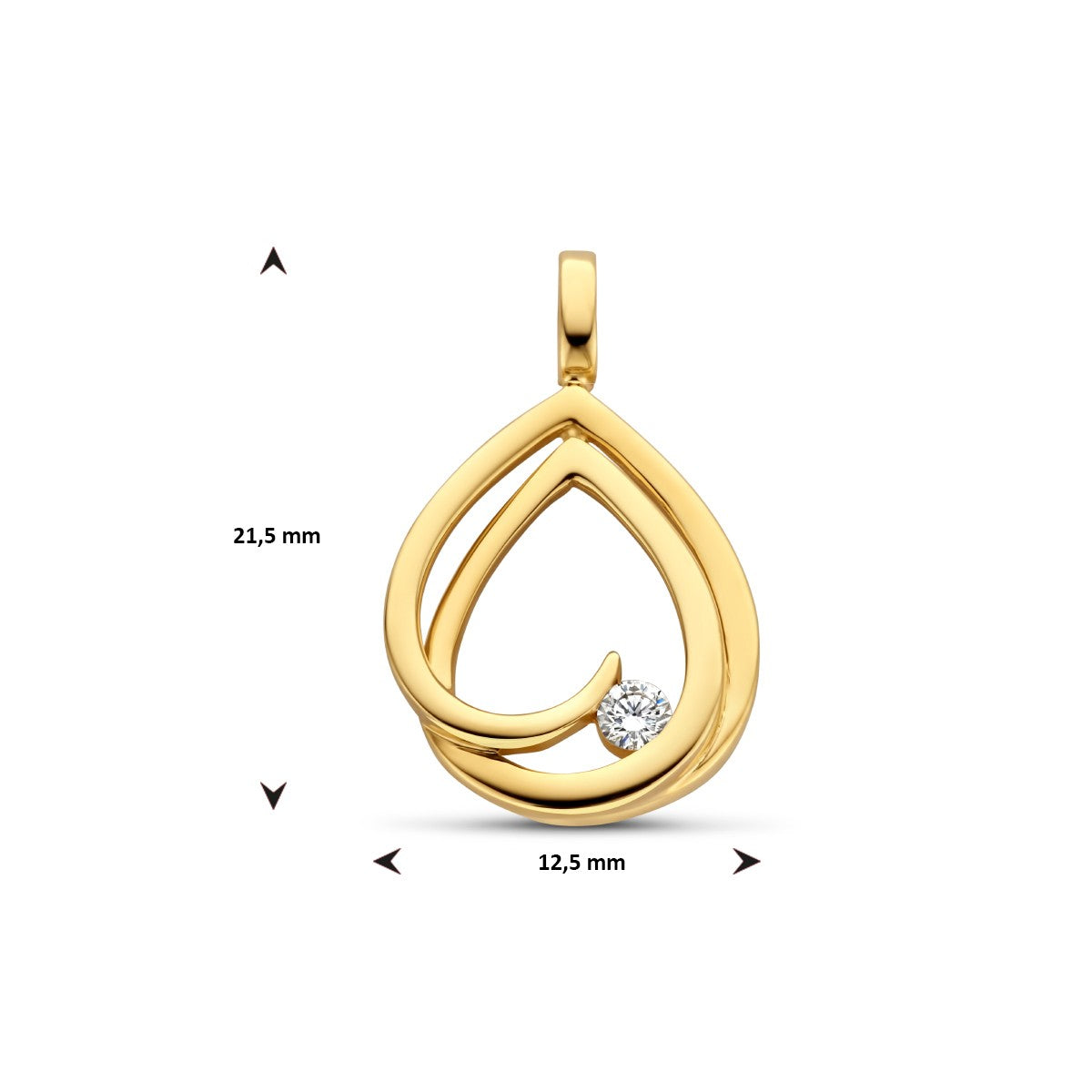 14K geelgoud hanger diamant 0.06ct h si 4024694 - PansiteNederland.nl