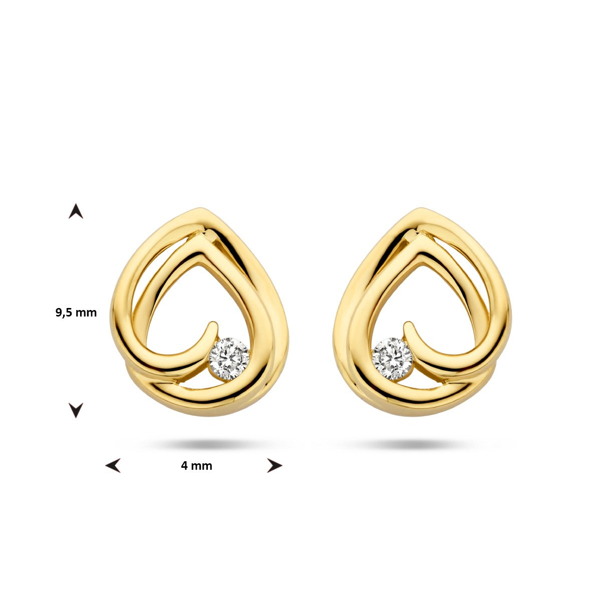 14K Geelgoud Oorknoppen Diamant 0.05Ct (2X0.025Ct) H Si 4024695 - PansiteNederland.nl