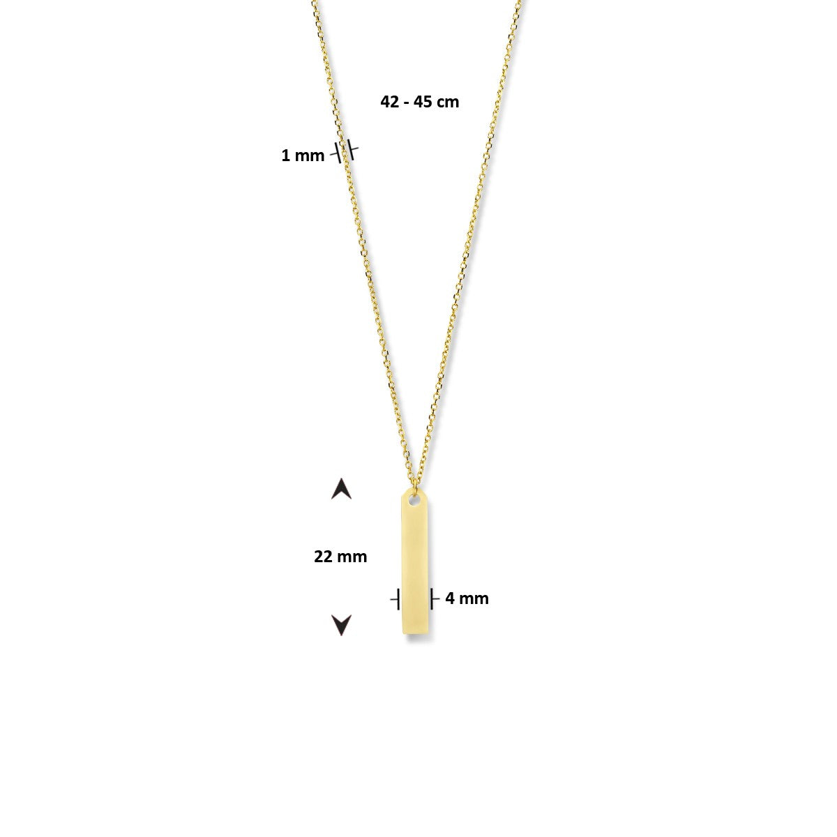 14K geelgoud graveercollier plaat 4,0 mm 42 - 45 cm 4024806 - PansiteNederland.nl