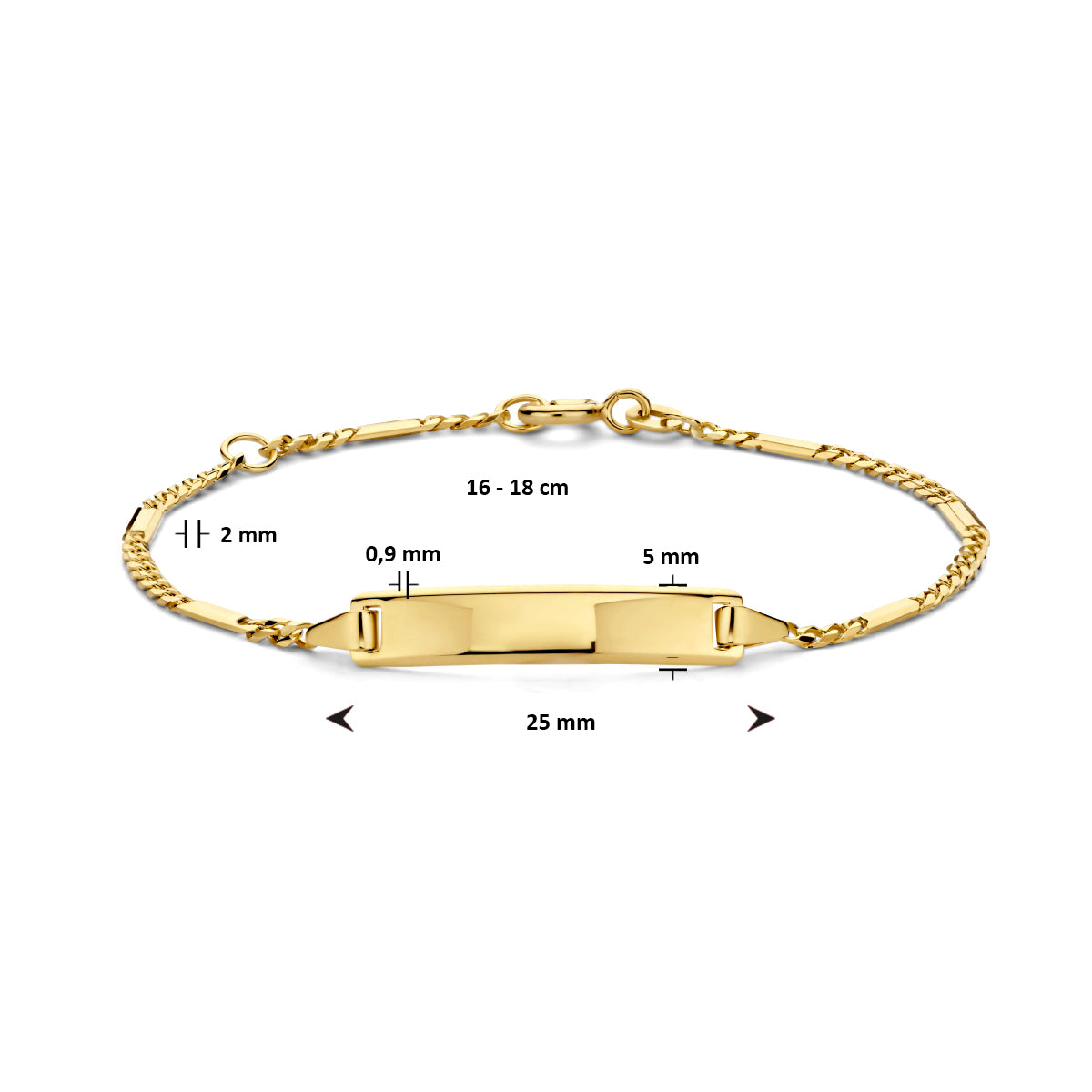 Graveerarmband plaat 5,0 mm 14K geelgoud