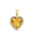 14K geelgoud hanger hart citrien en diamant 0.10ct h si halo 4024864 - PansiteNederland.nl