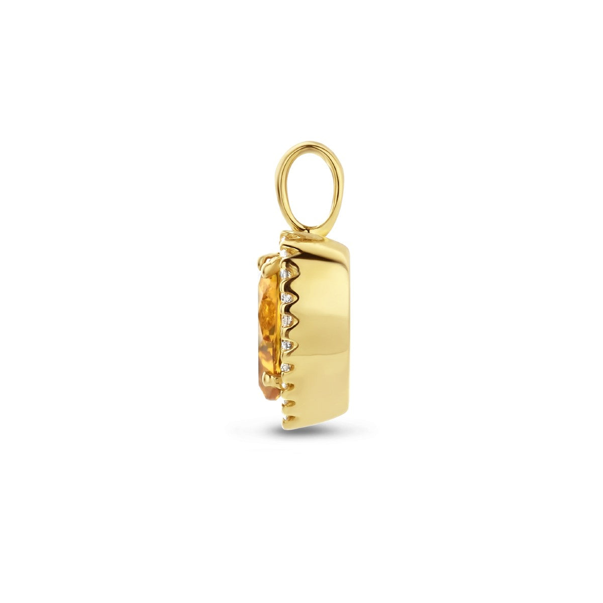 14K geelgoud hanger hart citrien en diamant 0.10ct h si halo 4024864 - PansiteNederland.nl