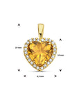 14K geelgoud hanger hart citrien en diamant 0.10ct h si halo 4024864 - PansiteNederland.nl