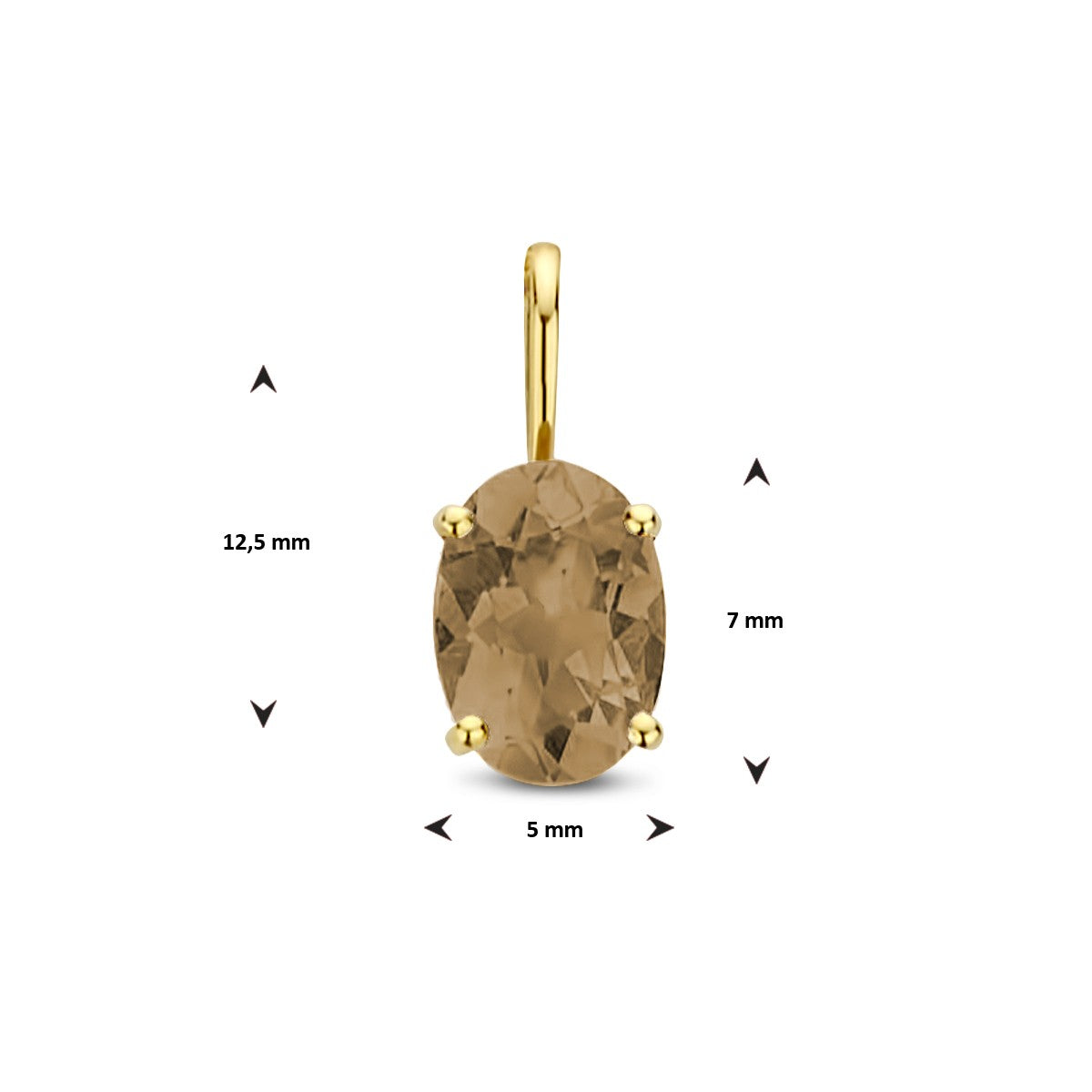 14K geelgoud hanger rookkwarts 4025141 - PansiteNederland.nl