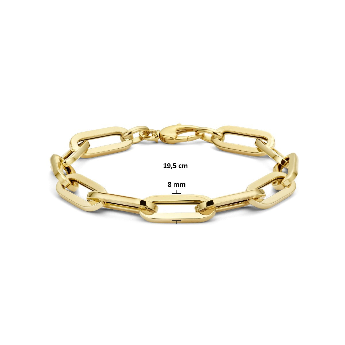 14K Geelgoud Armband Paperclip Vierkante Buis 8 Mm 19,5 Cm 4025143 - PansiteNederland.nl