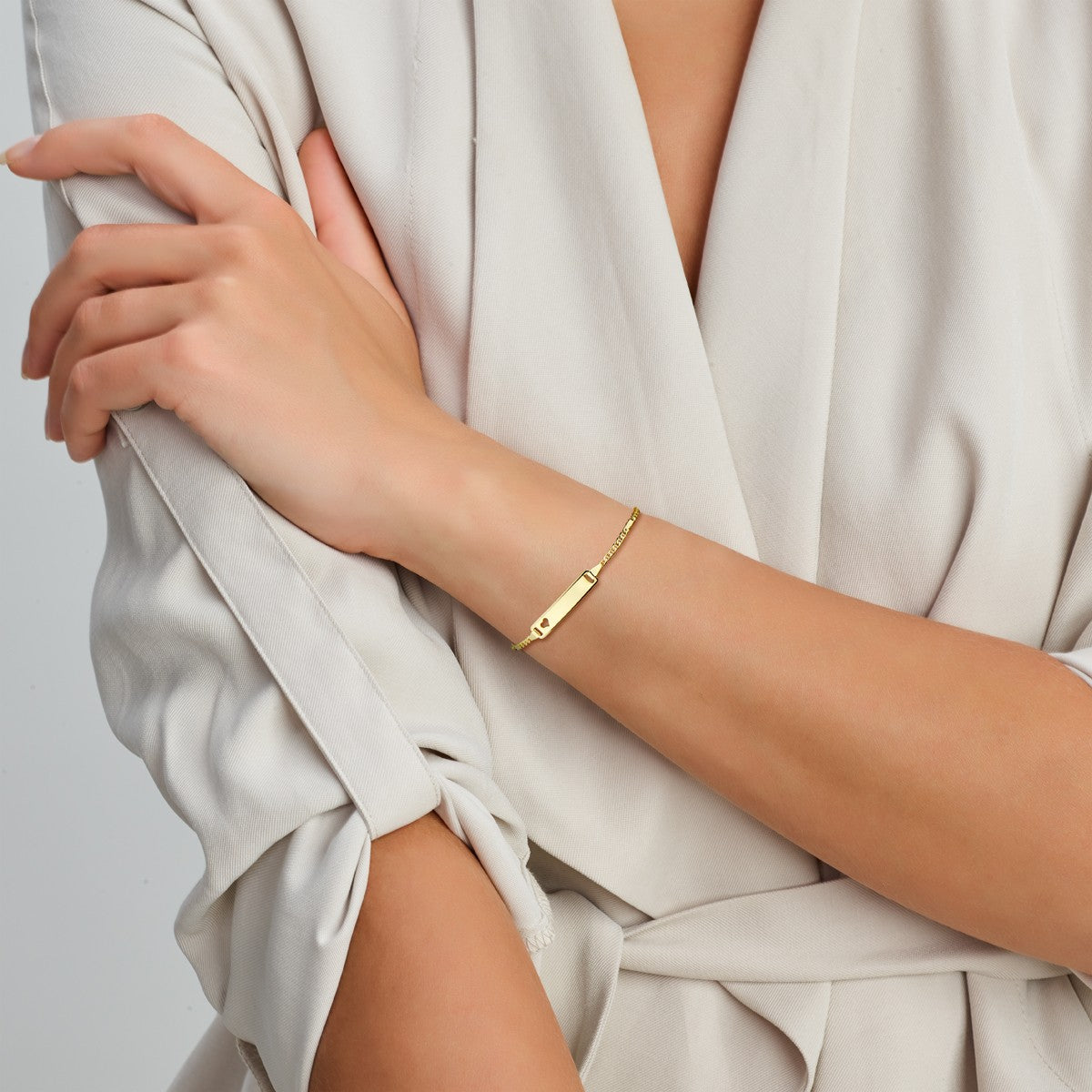 graveerarmband hart plaat 5,0 mm 14K geelgoud - PansiteNederland.nl