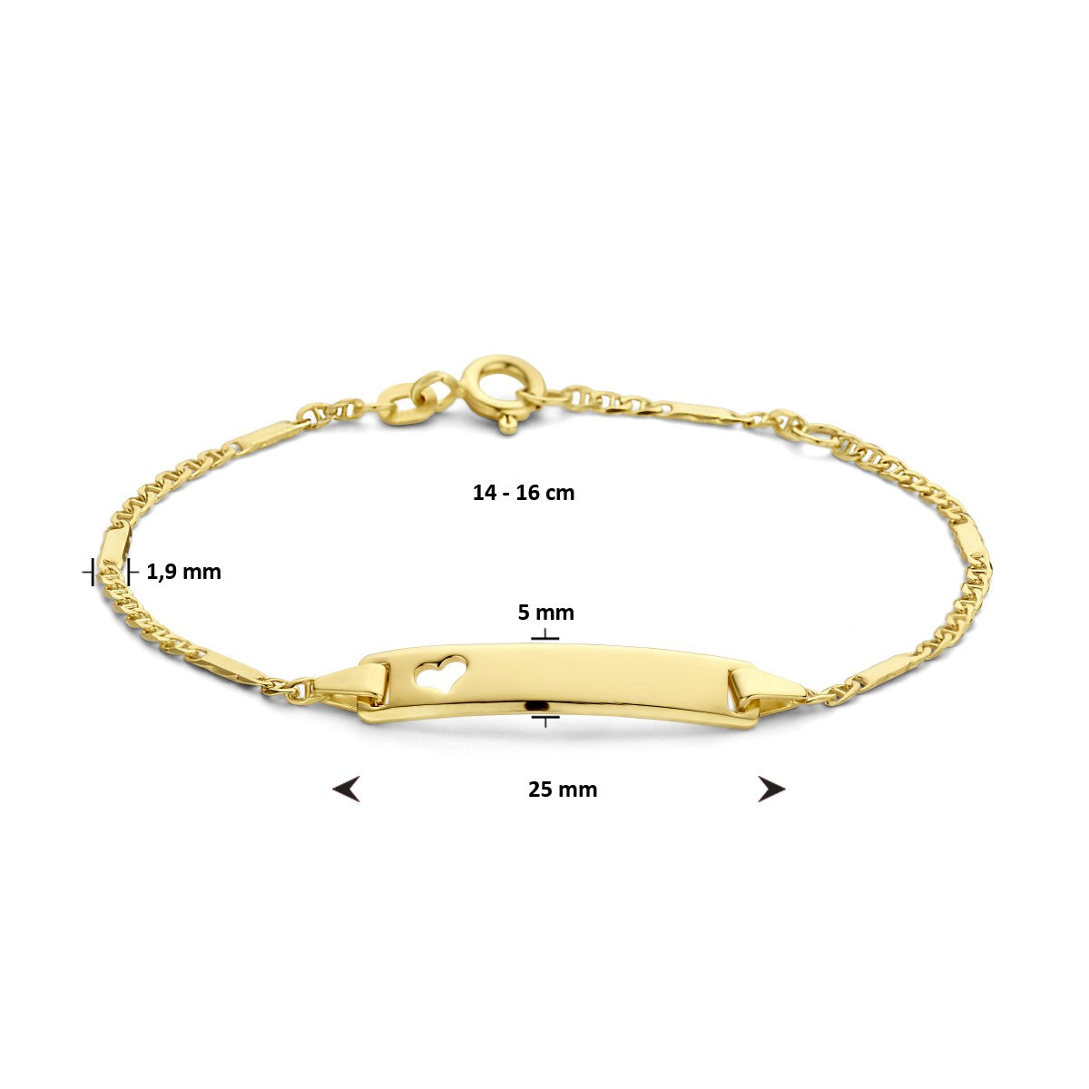 graveerarmband hart plaat 5,0 mm 14K geelgoud - PansiteNederland.nl