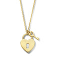 14K geelgoud collier hart slot en sleutel 40 - 42 - 44 cm 4025171
