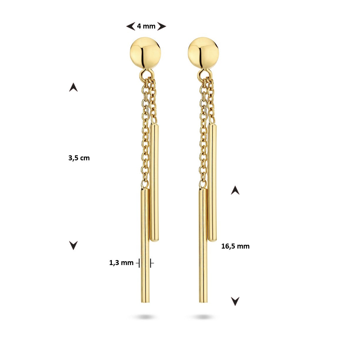 14K Geelgoud Oorhangers Balkjes 4025197 - PansiteNederland.nl