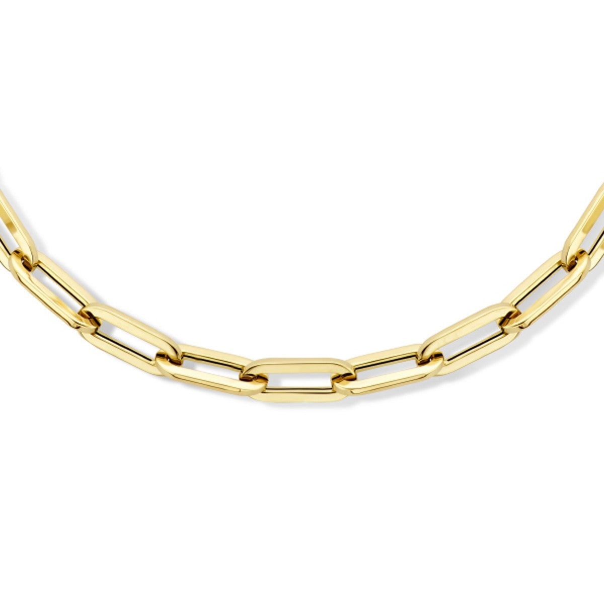 14K geelgoud collier paperclip vierkante buis 8 mm 45 cm 4025203 - PansiteNederland.nl