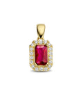 14K geelgoud hanger rood en wit zirkonia halo 4025233 - PansiteNederland.nl