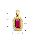 14K geelgoud hanger rood en wit zirkonia halo 4025233 - PansiteNederland.nl