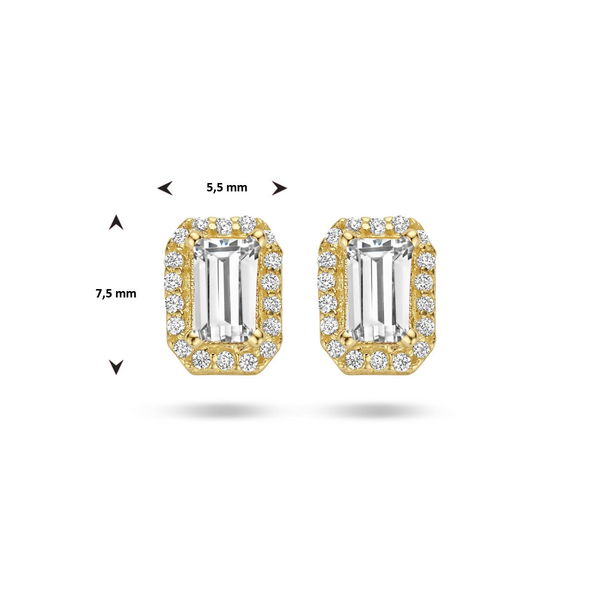 14K Geelgoud Oorknoppen Zirkonia Halo 4025246 - PansiteNederland.nl