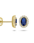 14K Geelgoud Oorknoppen Synth. Saffier En Zirkonia 4025254 - PansiteNederland.nl