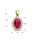 14K geelgoud hanger rood en wit zirkonia halo 4025256 - PansiteNederland.nl